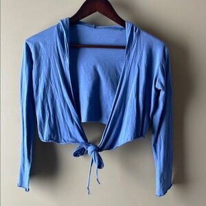 Handmade Cropped Cardigan Hoodie Hooded Tie Crop Long Sleeve Cover Wrap SZ Small